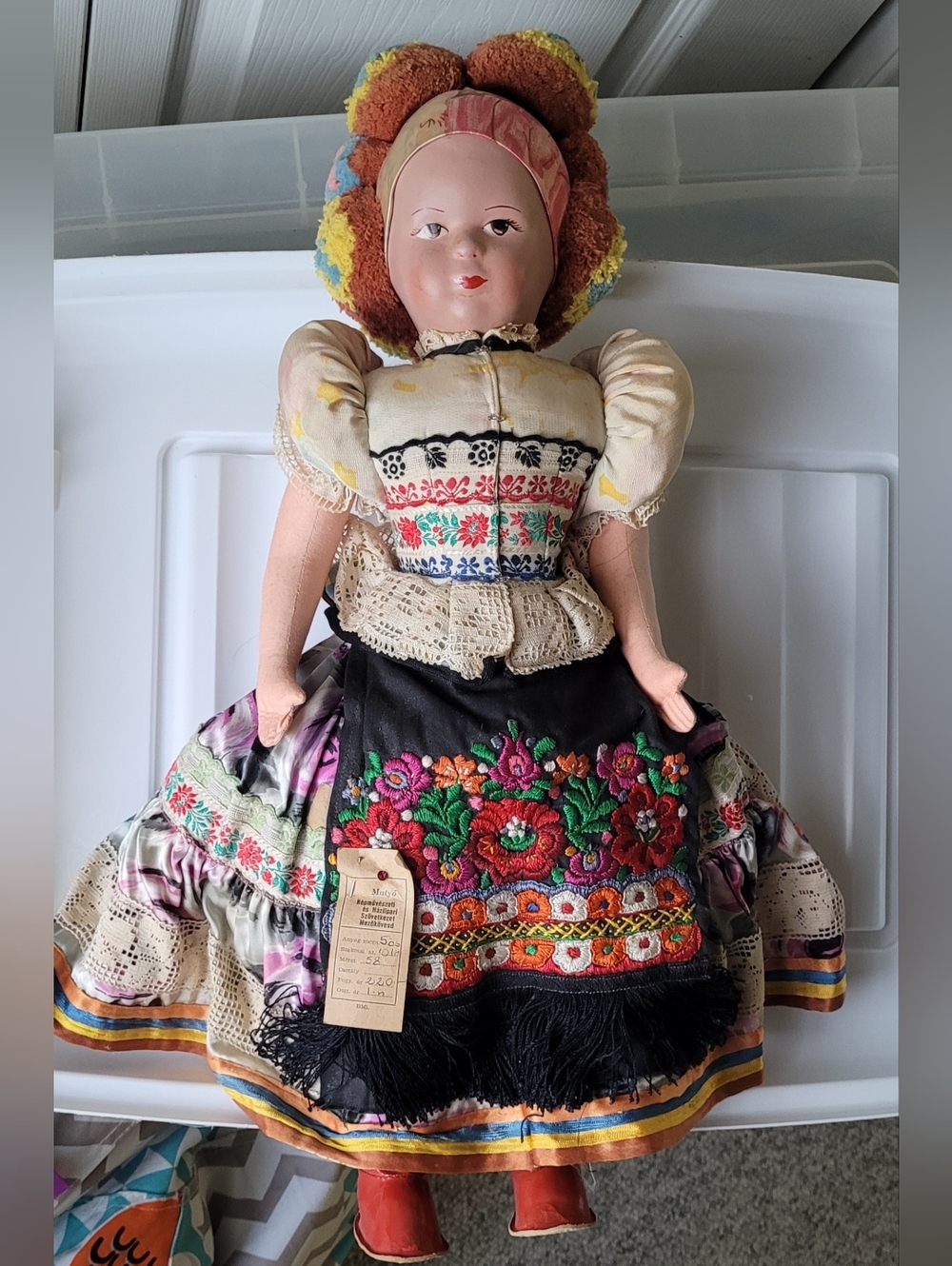 Vintage Hungarian Matyó folk art doll. 